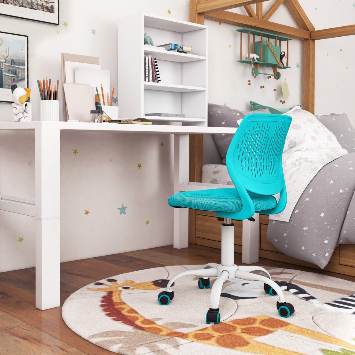 Turquoise Green Ergonomic Kids Desk Chair - Kids Mega Mart
