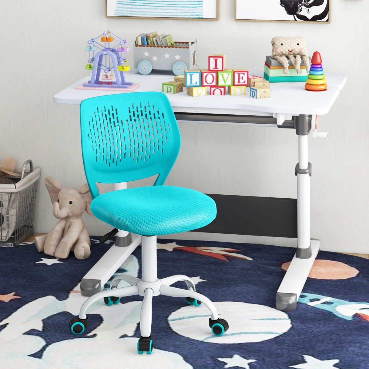 Turquoise Green Ergonomic Kids Desk Chair - Kids Mega Mart
