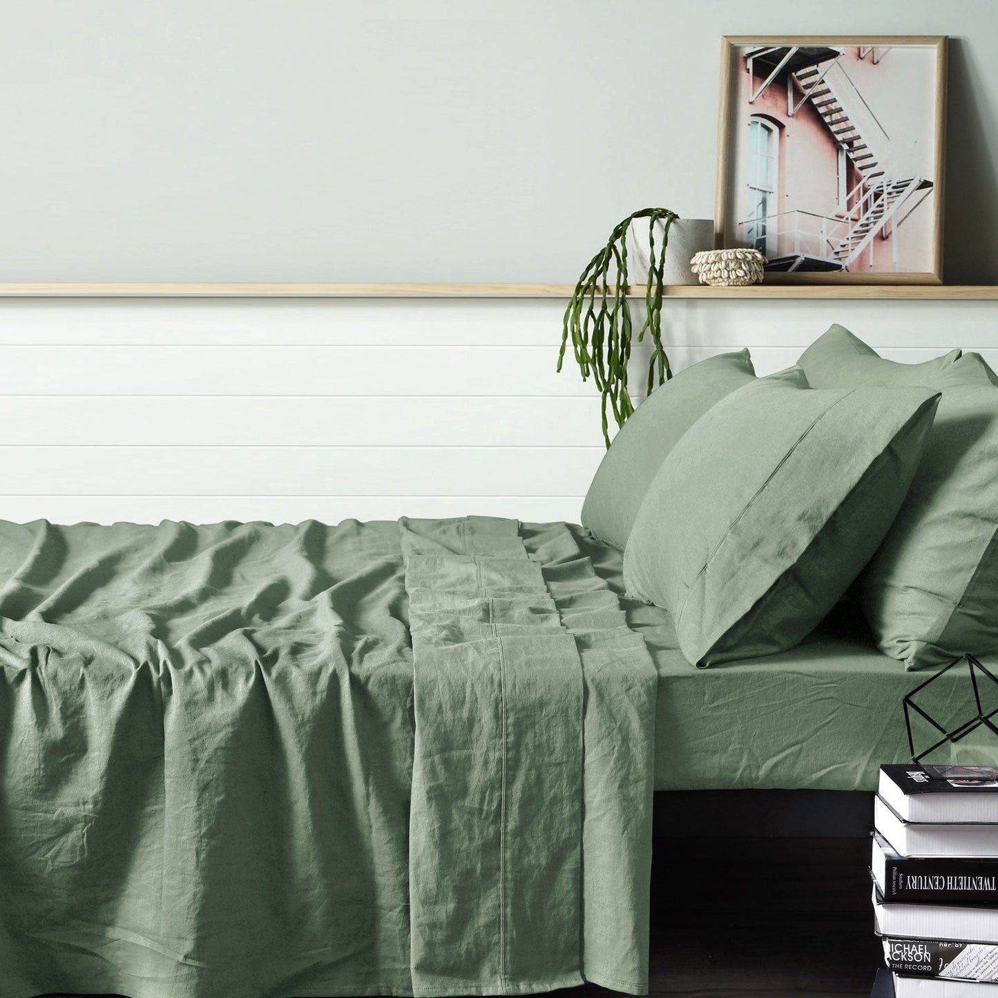 Soft Sage Linen Sheet Set for Kids Bed | 100% Linen | Single Size