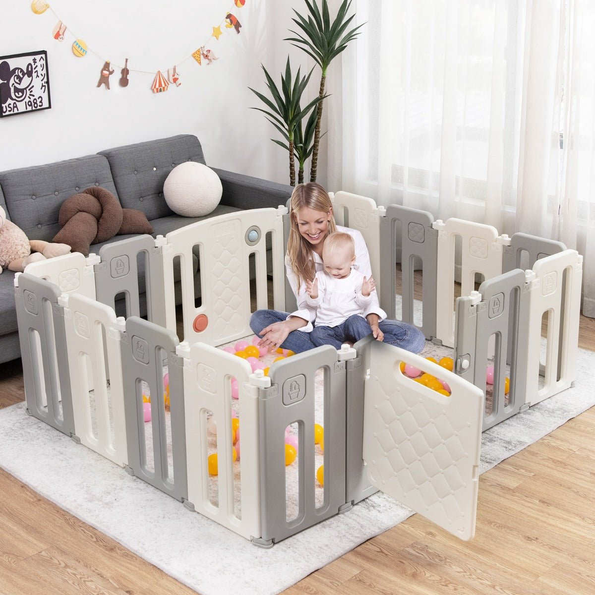 Toddler Play Yard with Safety Lock and Portability