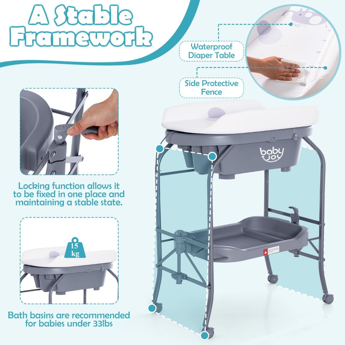 Explore Convenience: 2 in 1 Baby Changing Table with Bath Unit