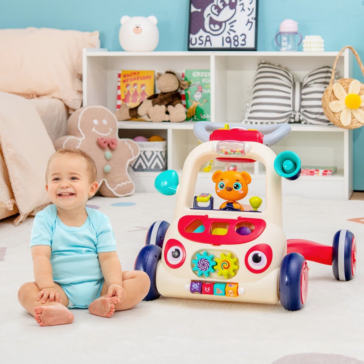Educational 2-in-1 Baby Walker: Toddler Toy with Music and Light for Over 9 Months