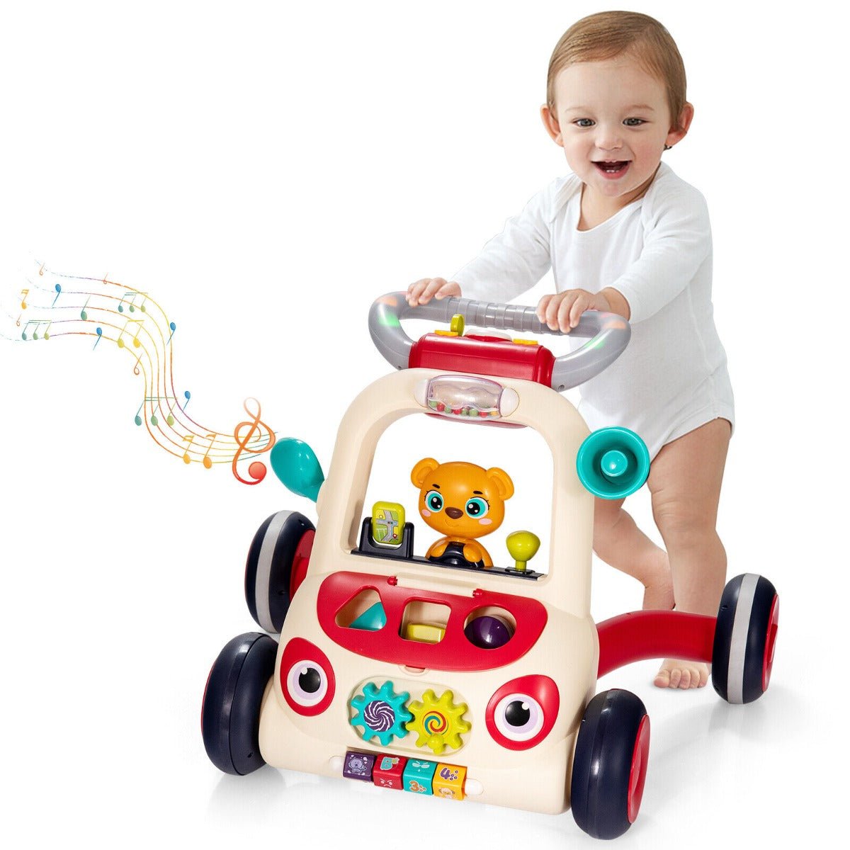 Versatile 2-in-1 Baby Learning Walker with Music and Light for Toddlers Over 9 Months