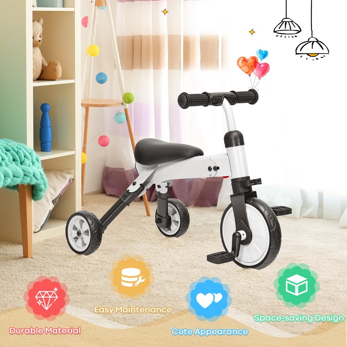 Exploring Freedom: 2-in-1 Trike with Detachable Pedals for Growing Toddlers