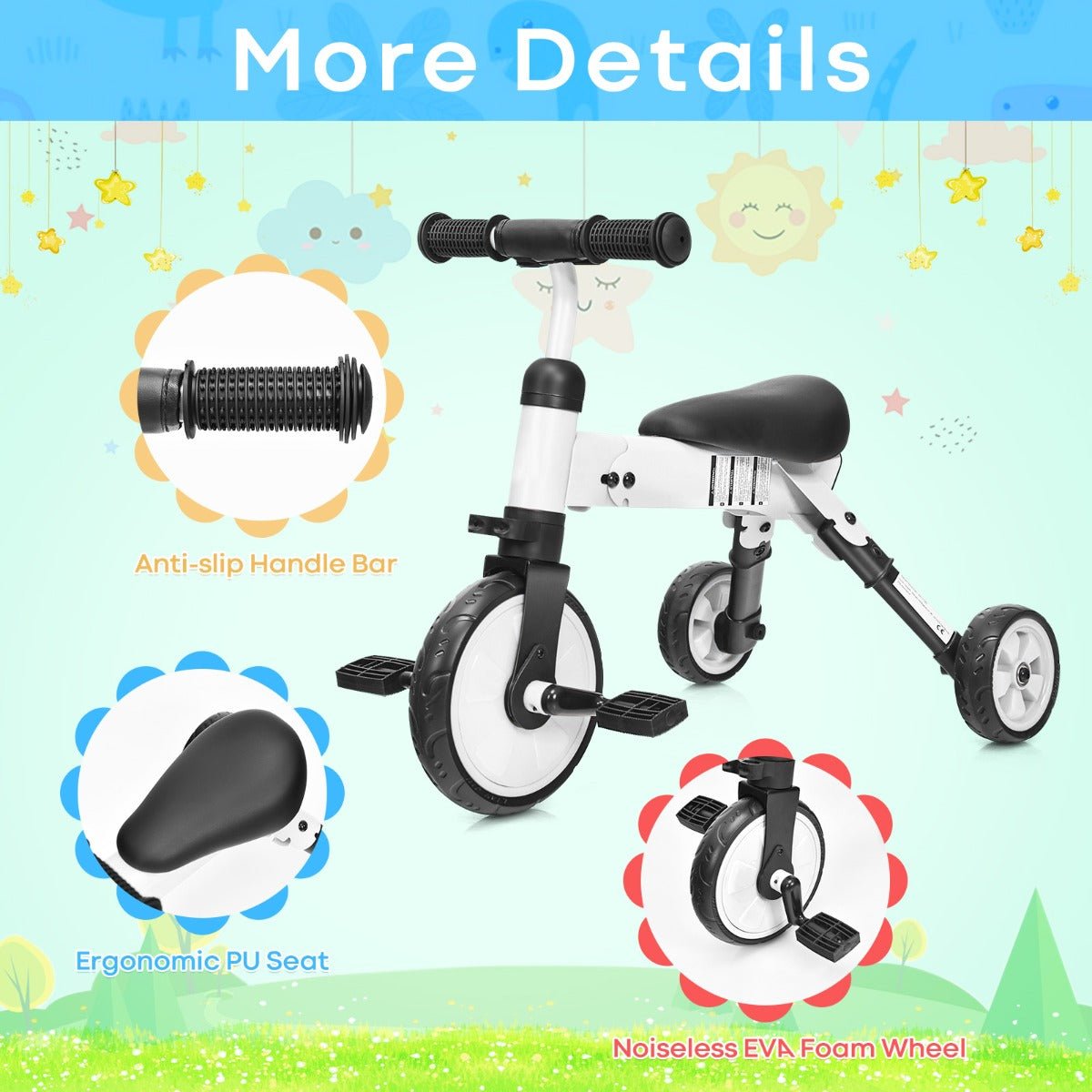 Playful Evolution: Folding Tricycle with Removable Pedals for Growing Kids