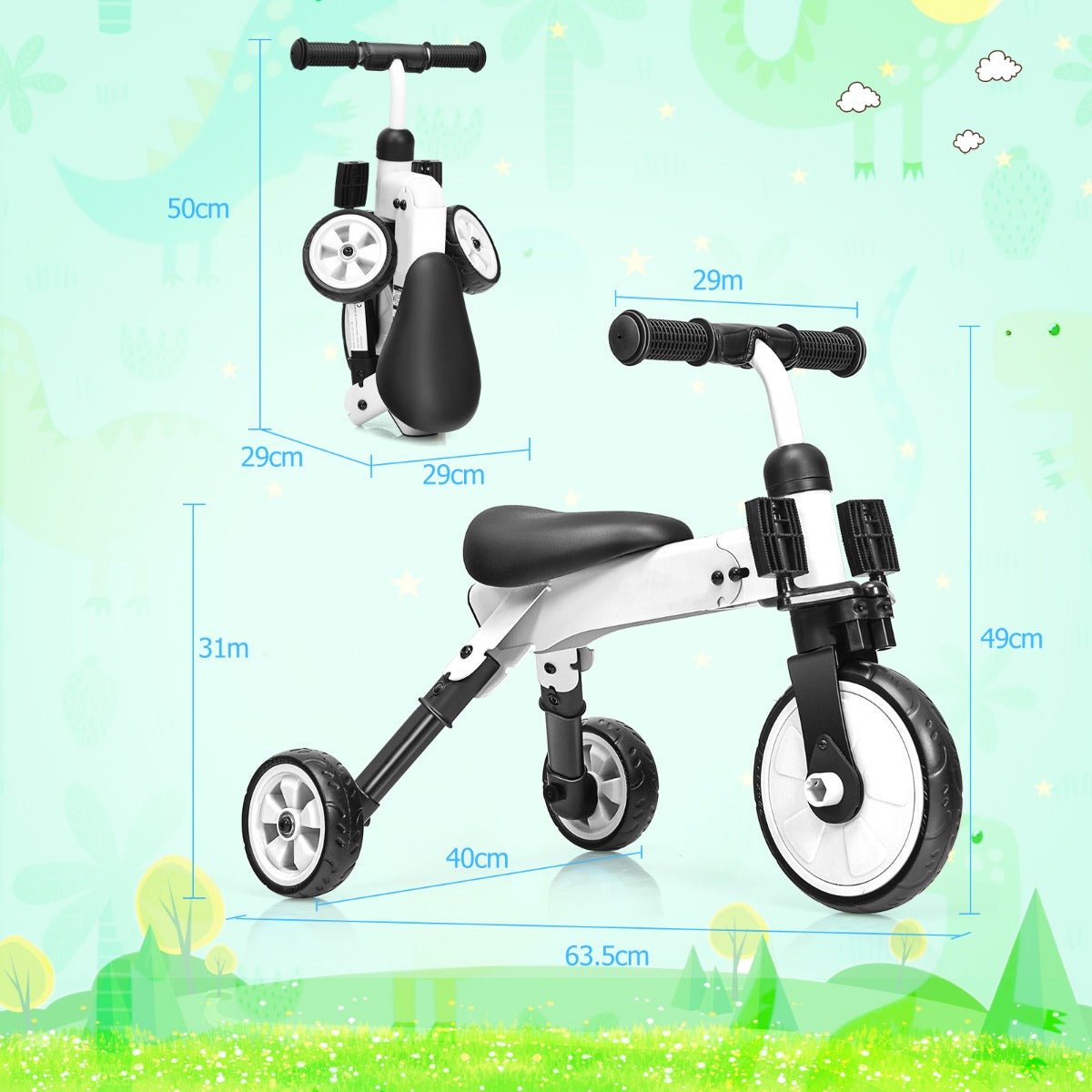Growing Up Playfully: Folding Tricycle with Removable Pedals for Toddlers