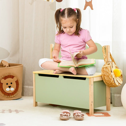 Children's Toy Storage Box with Safety Lid - Play and Organize in Green