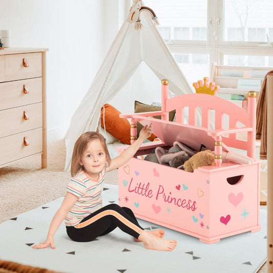 Kids Room Solution - 2-in-1 Toy Storage Chest & Bench with Safety Hinge