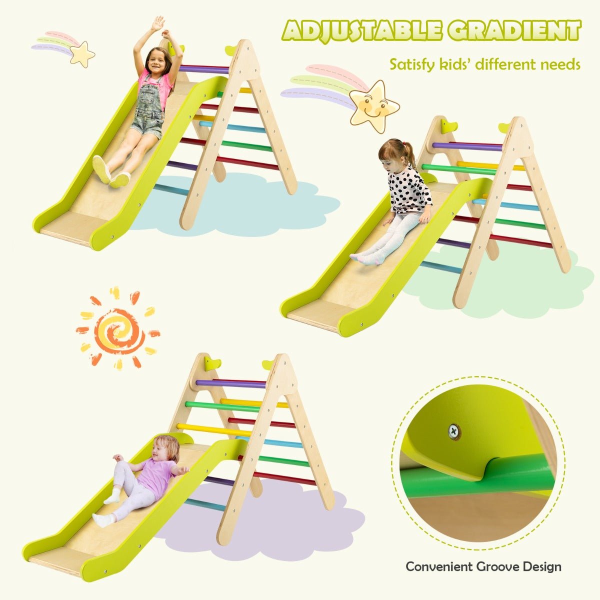 Kids 2-in-1 Climbing Triangle Set - Active Play and Excitement