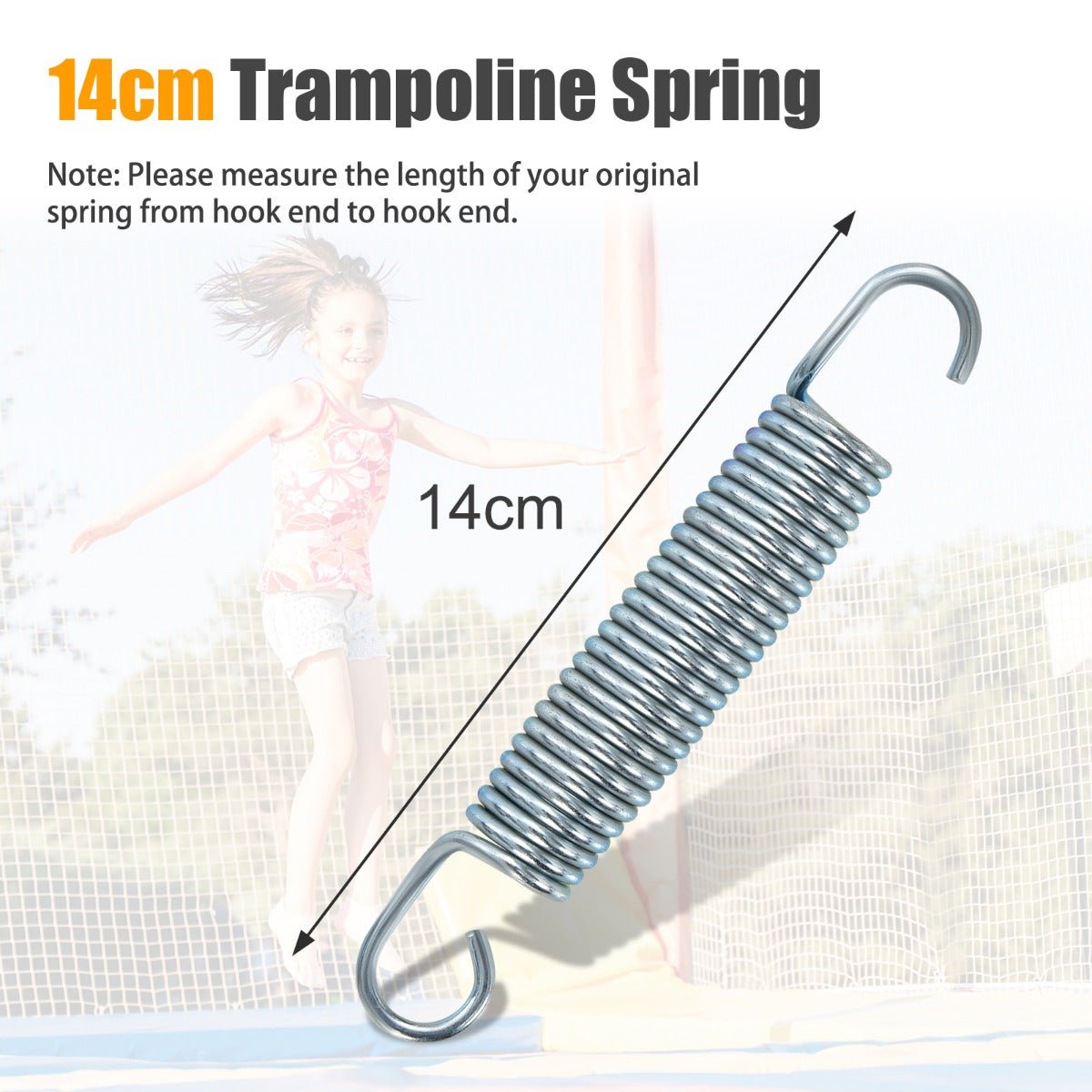 Trampoline Springs Set: 20 Pack 14cm Springs with T-Hook Pull Tool