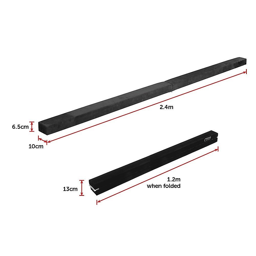 8FT Folding Balance Beam in Black for Kids Home Gymnastics Training - Synthetic Suede