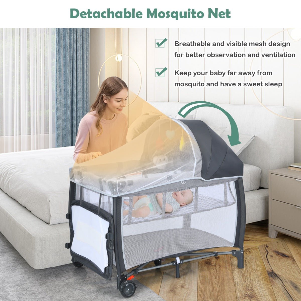 Canopy Baby Crib with Changing Table - Transformative Nursery Harmony