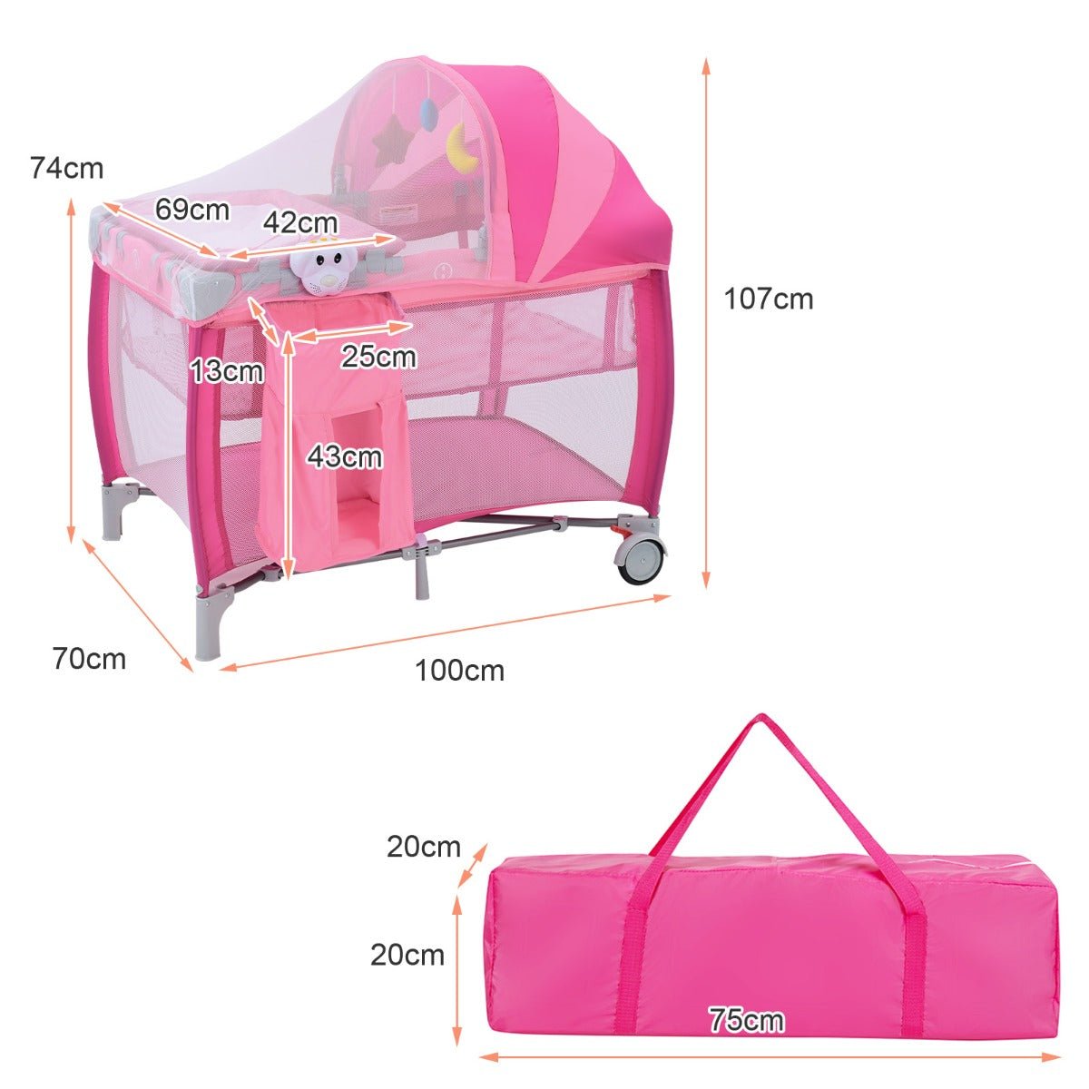 Portable Baby Portacot with Detachable Net - Adaptation and Secure Rest