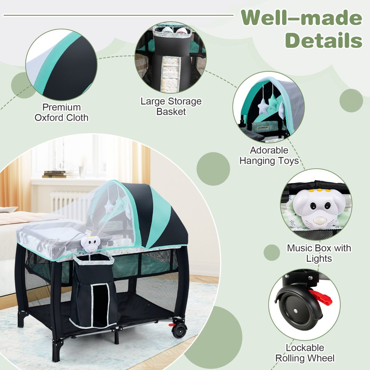 Convertible Baby Portacot - 3-in-1 Design with Adjustable Net for Safety