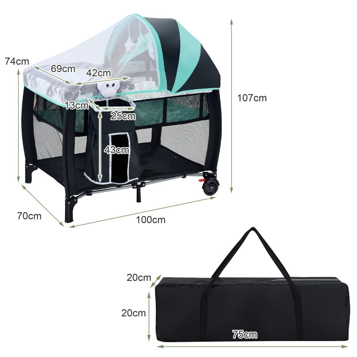 Portable Baby Portacot with Detachable Net - Adaptation and Secure Slumber