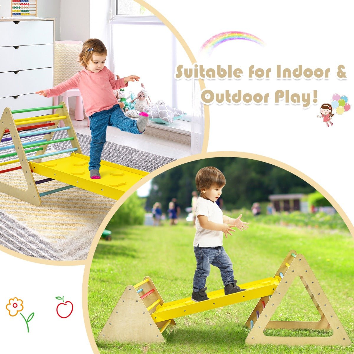 Triangle Ladders & Ramp Climbing Toy - 3 in 1 Set for Toddlers