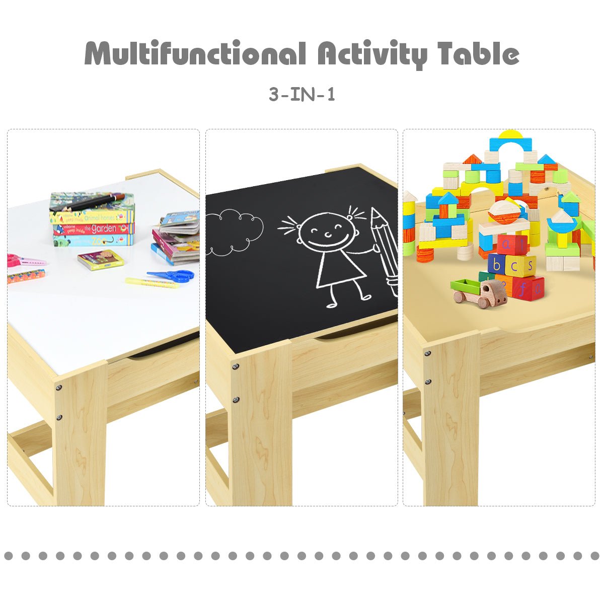 Toddler's 3-In-1 Table & 2 Chairs Set - Learn, Create, Explore