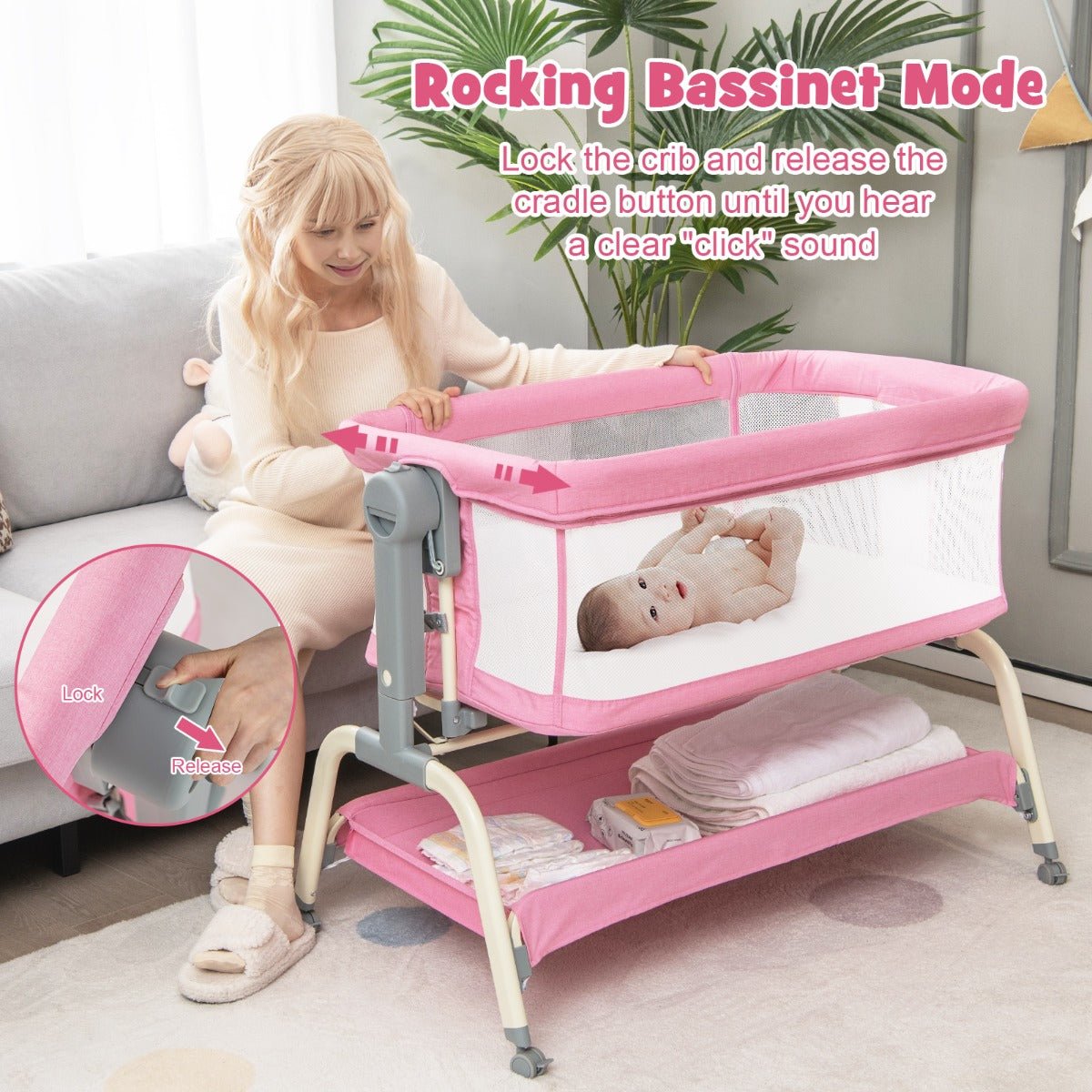Pink 3-in-1 Travel Cot - Comfort and Convenience from Kids Mega Mart