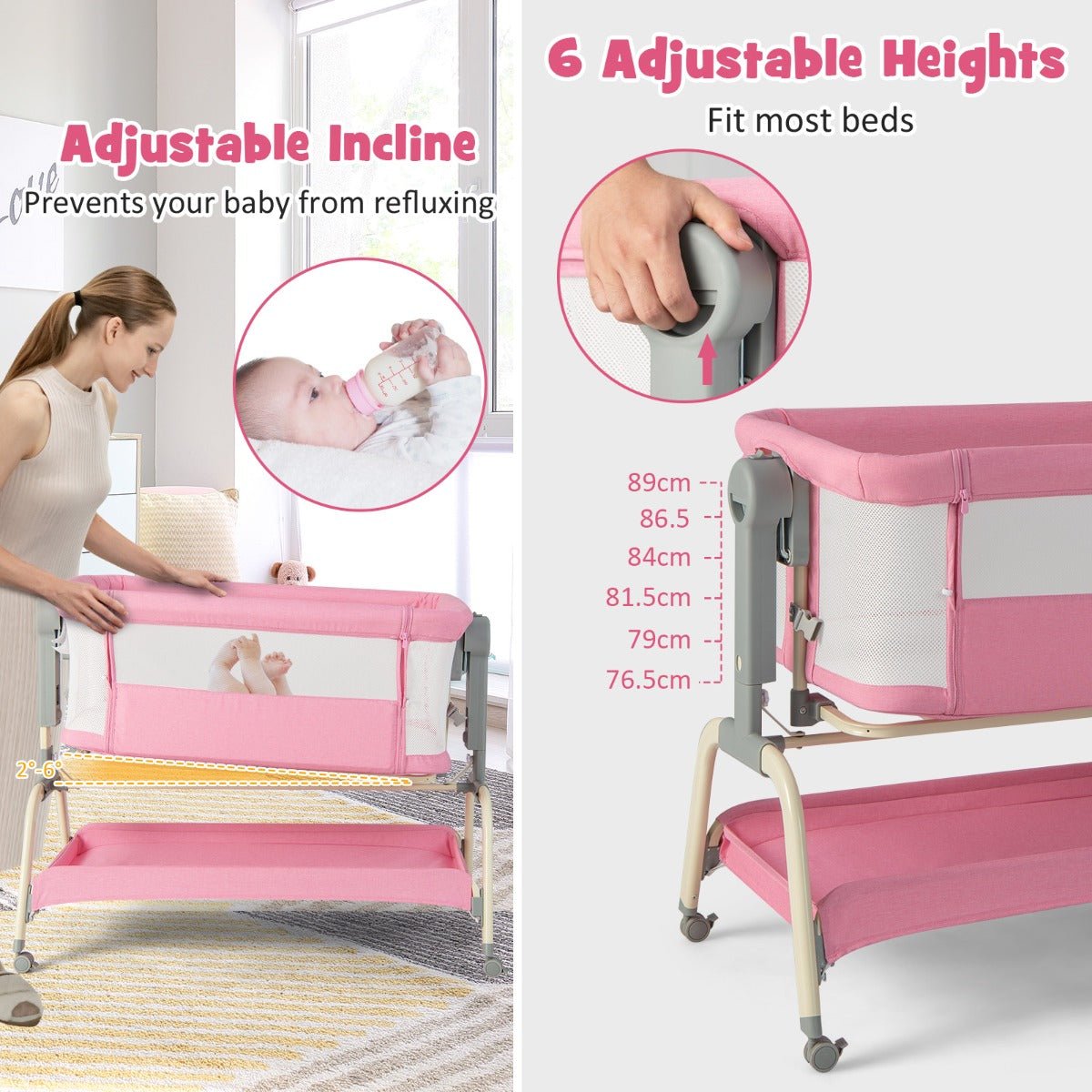 Pink 3-in-1 Travel Cot: Where Versatility Meets Baby Comfort