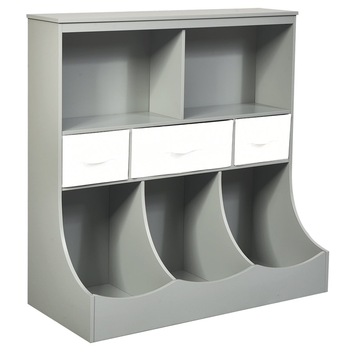 Kids Room Storage Made Easy - 3-Layer Grey & White Cubby Bin Combo