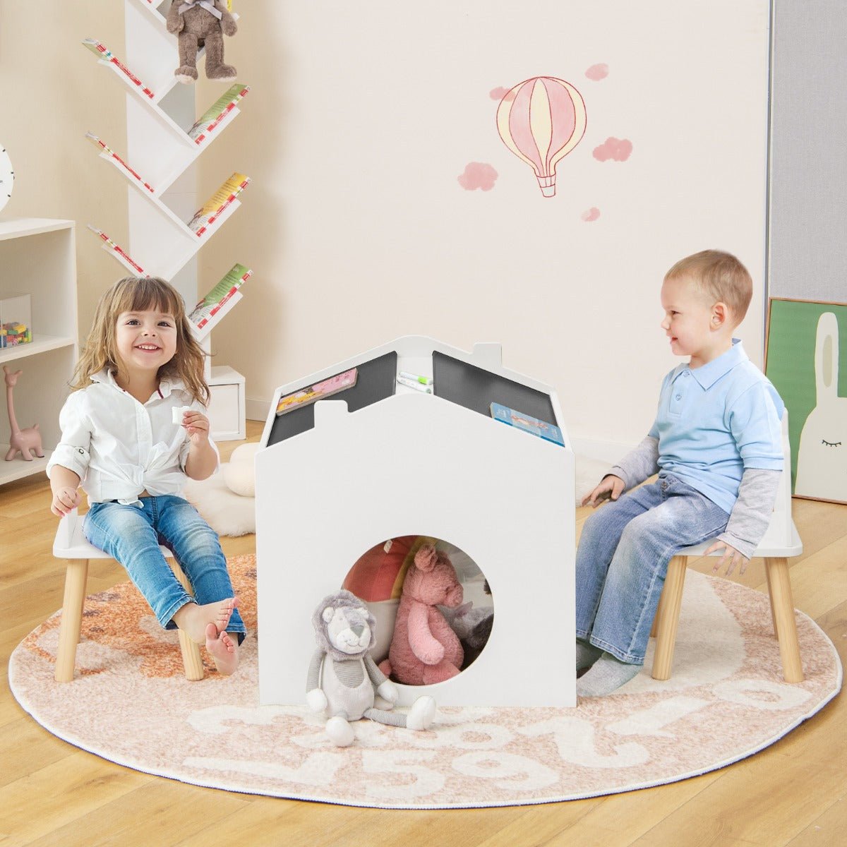 Chalkboard Kids Furniture Set: Imaginative White Table and Chairs
