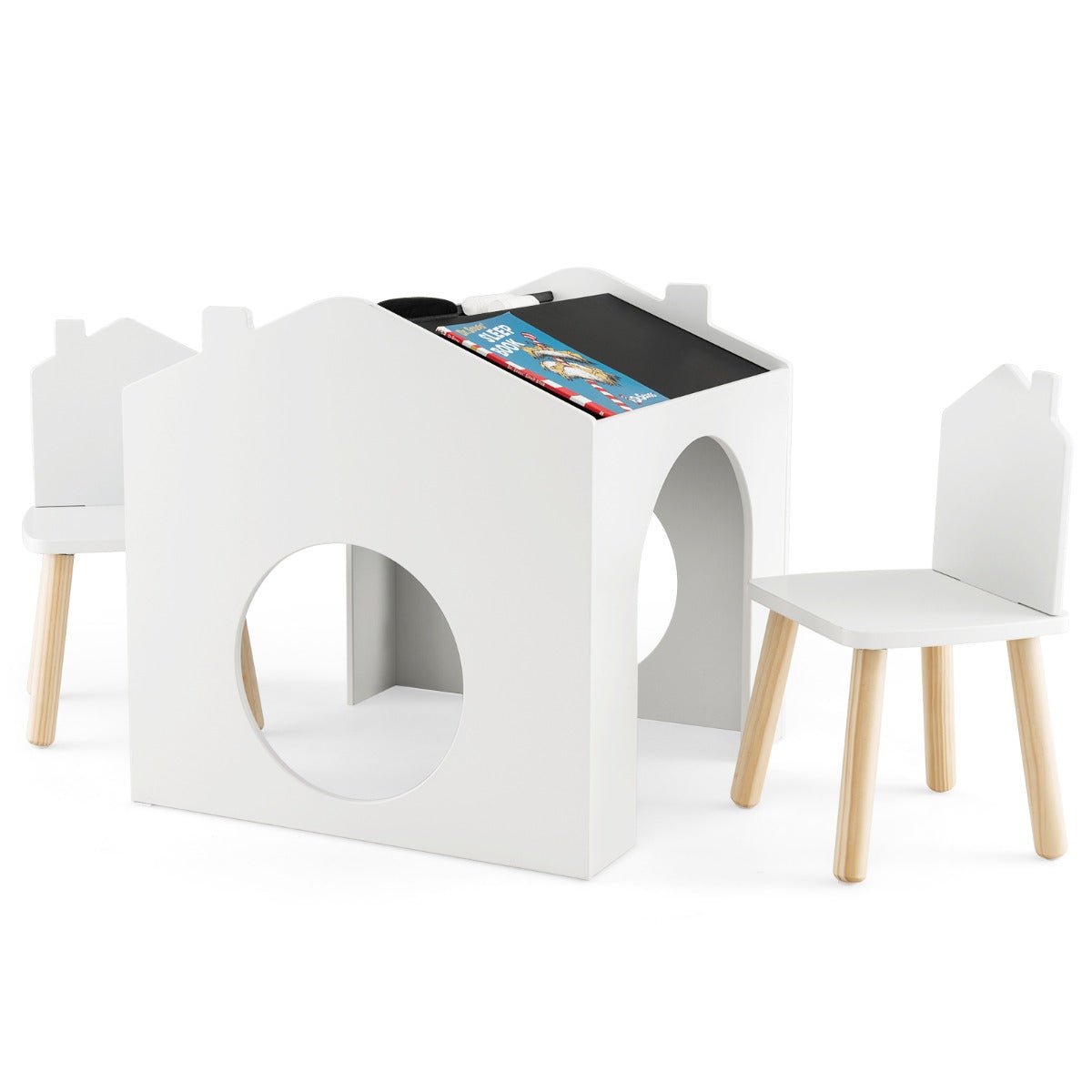 White Wooden Table and Chair Set: Creative Space for Toddler Exploration