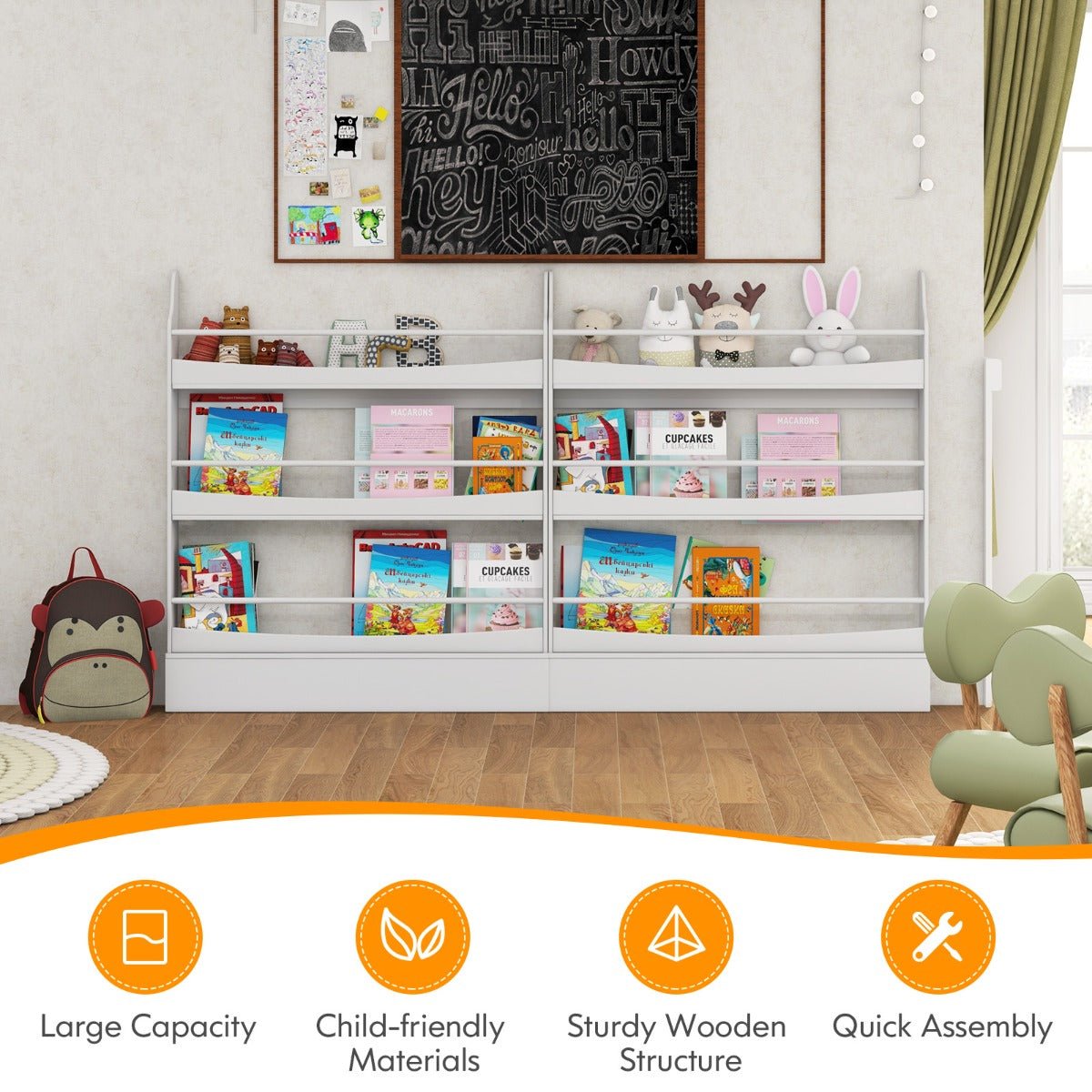 Smart Kid's Bookcase - 3-Tier Organizer with Safety Features