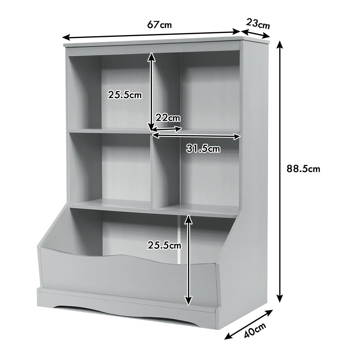Grey 3-Tier Kids Wooden Bookshelf - Quality Book Storage Solutions