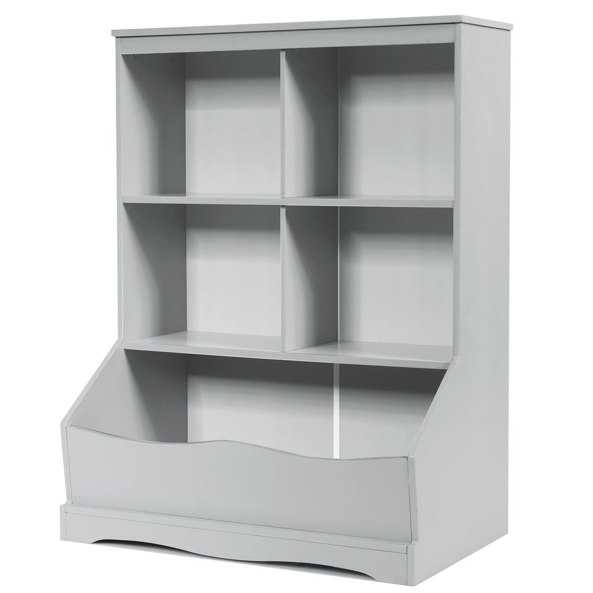 Shop Grey 3-Tier Kids Wooden Bookshelf with Spacious Storage