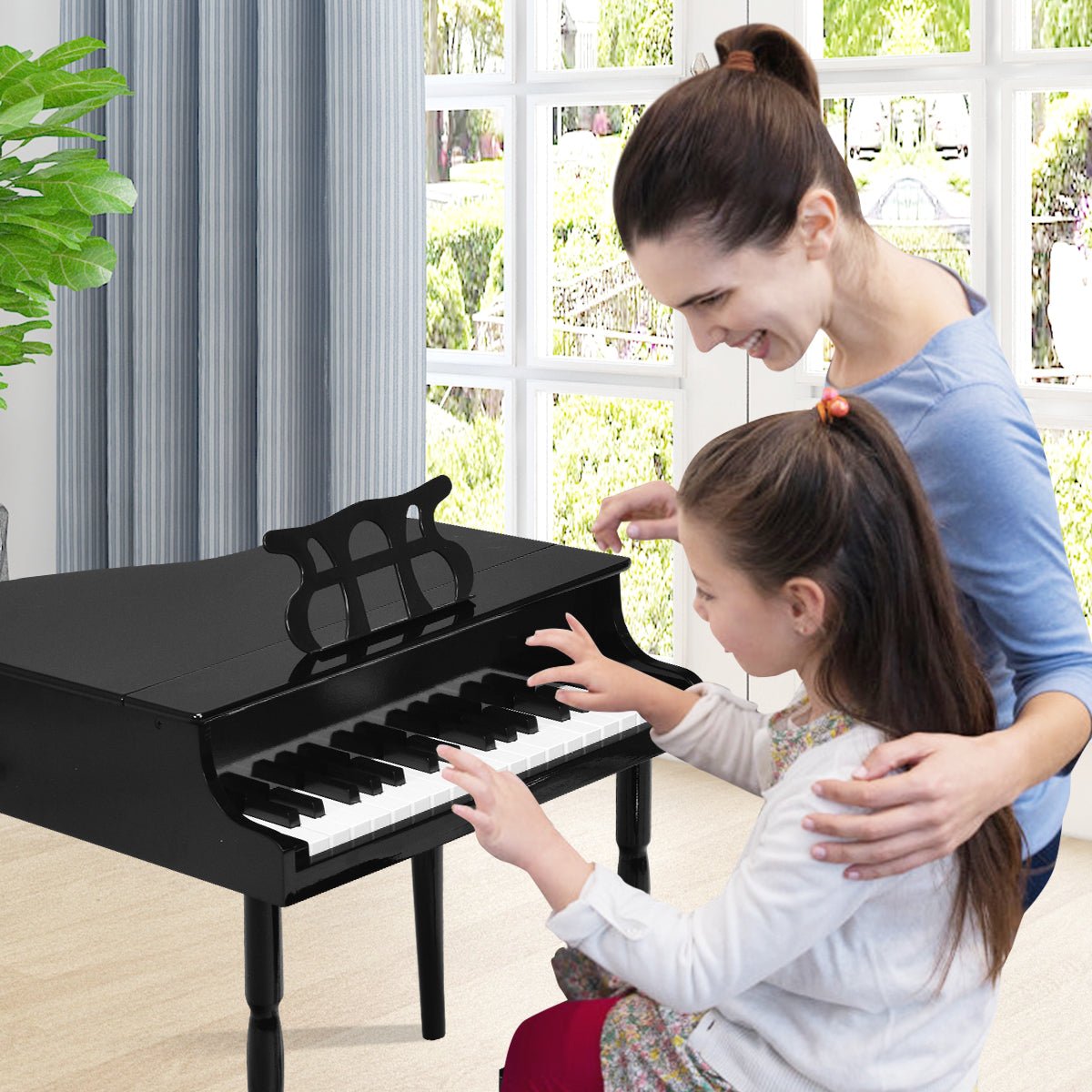 Musical Creativity: 30-Key Classic Baby Grand Piano with Bench & Music Rack Black