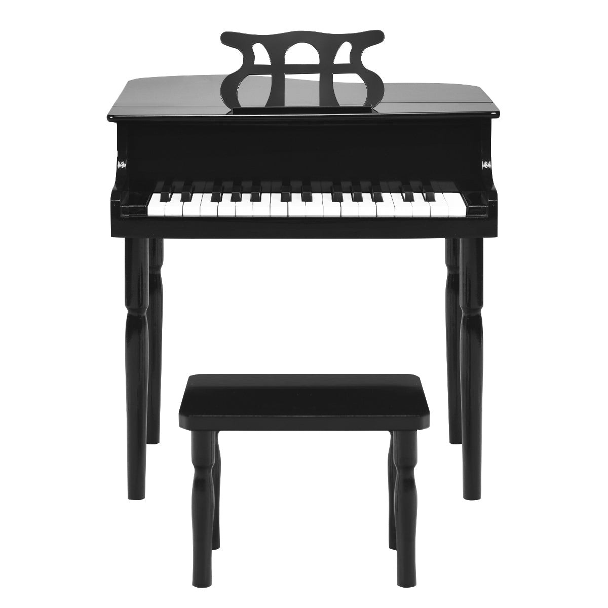 Musical Beginnings: 30-Key Classic Baby Grand Piano with Bench & Music Rack Black