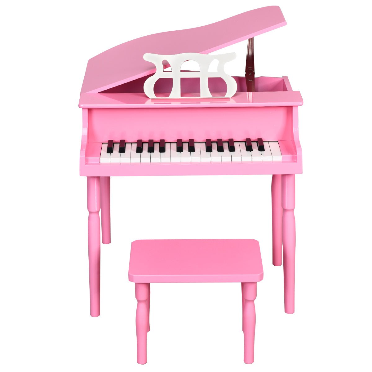 Pink Melodic Wonderland: 30-Key Classic Baby Grand Piano with Bench & Music Rack