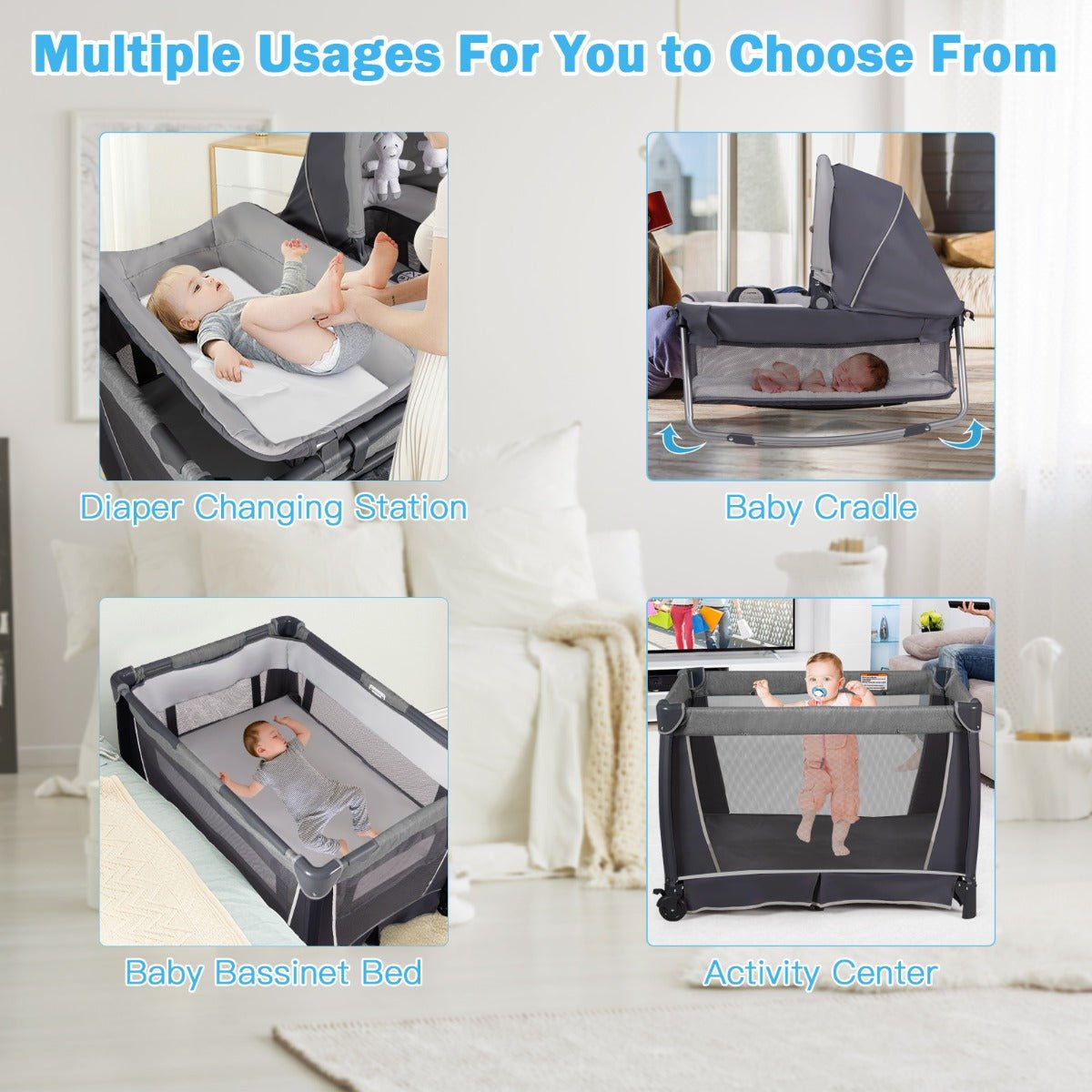 Baby Travel Cot with Foldable Bassinet - Wanderlust Comfort Baby Travel Cot with Foldable Bassinet - Wanderlust Comfort