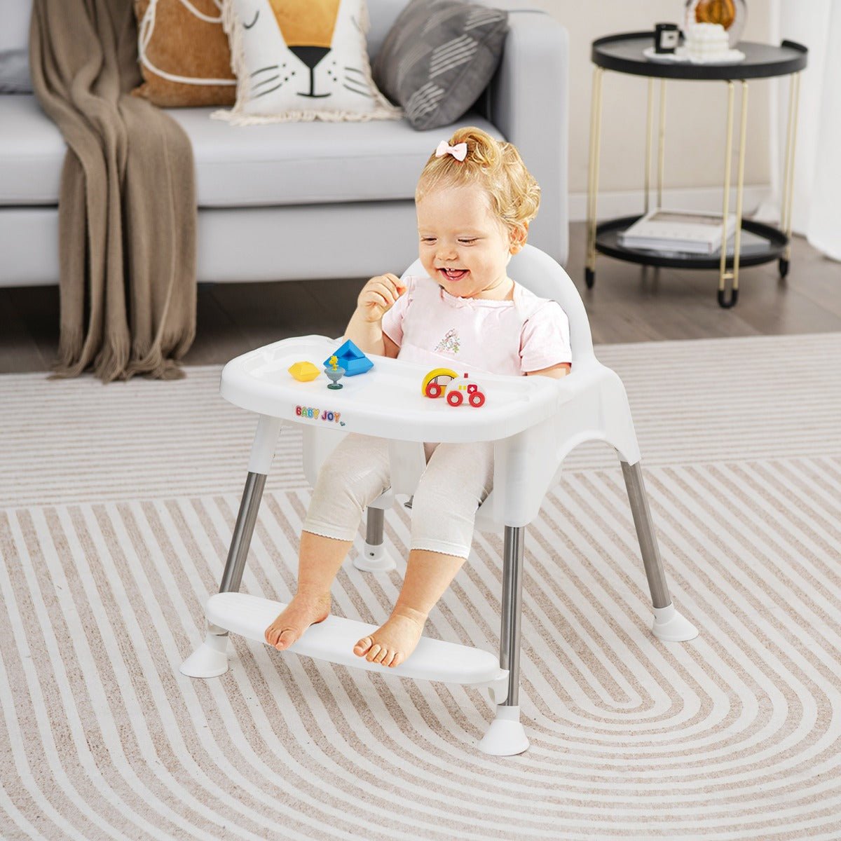 Get Ready for Meals: White 4-in-1 Convertible Baby High Chair