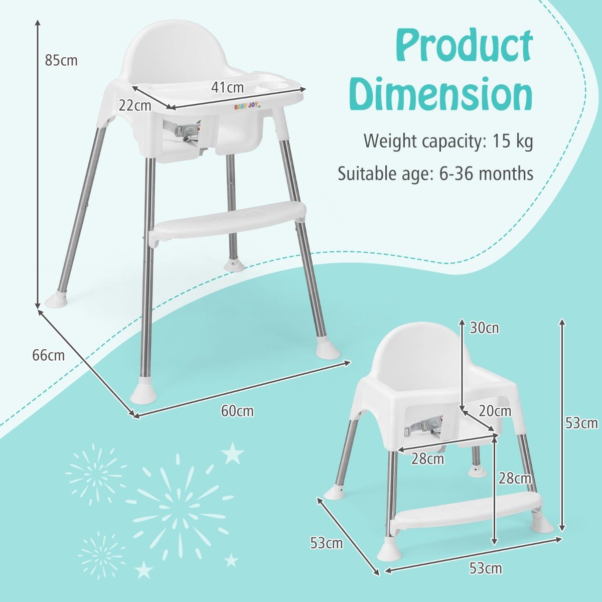 White 4-in-1 Convertible Baby High Chair - Quality Dining at Kids Mega Mart