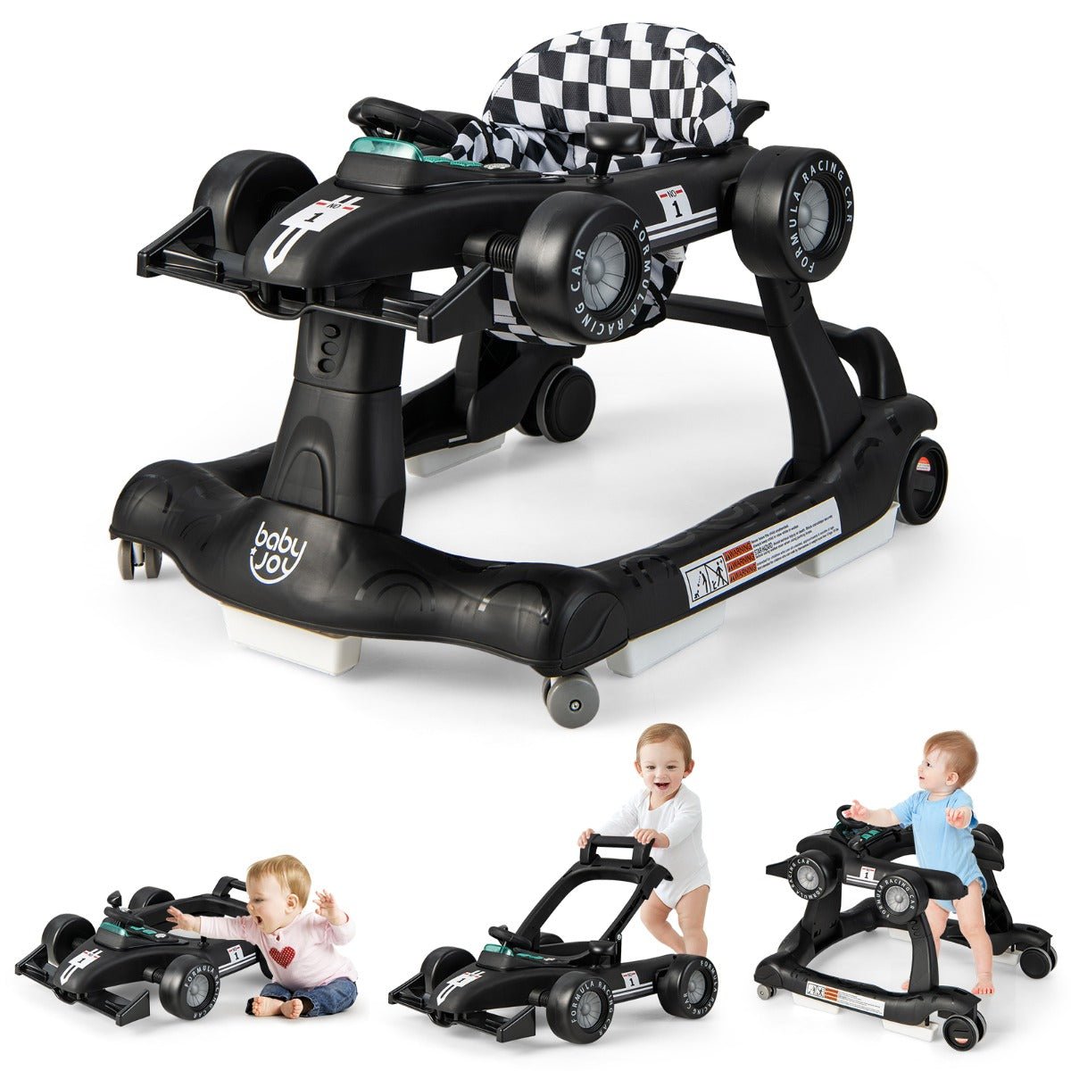Shop Black 4-in-1 Foldable Activity Car Walker with Adjustable Height