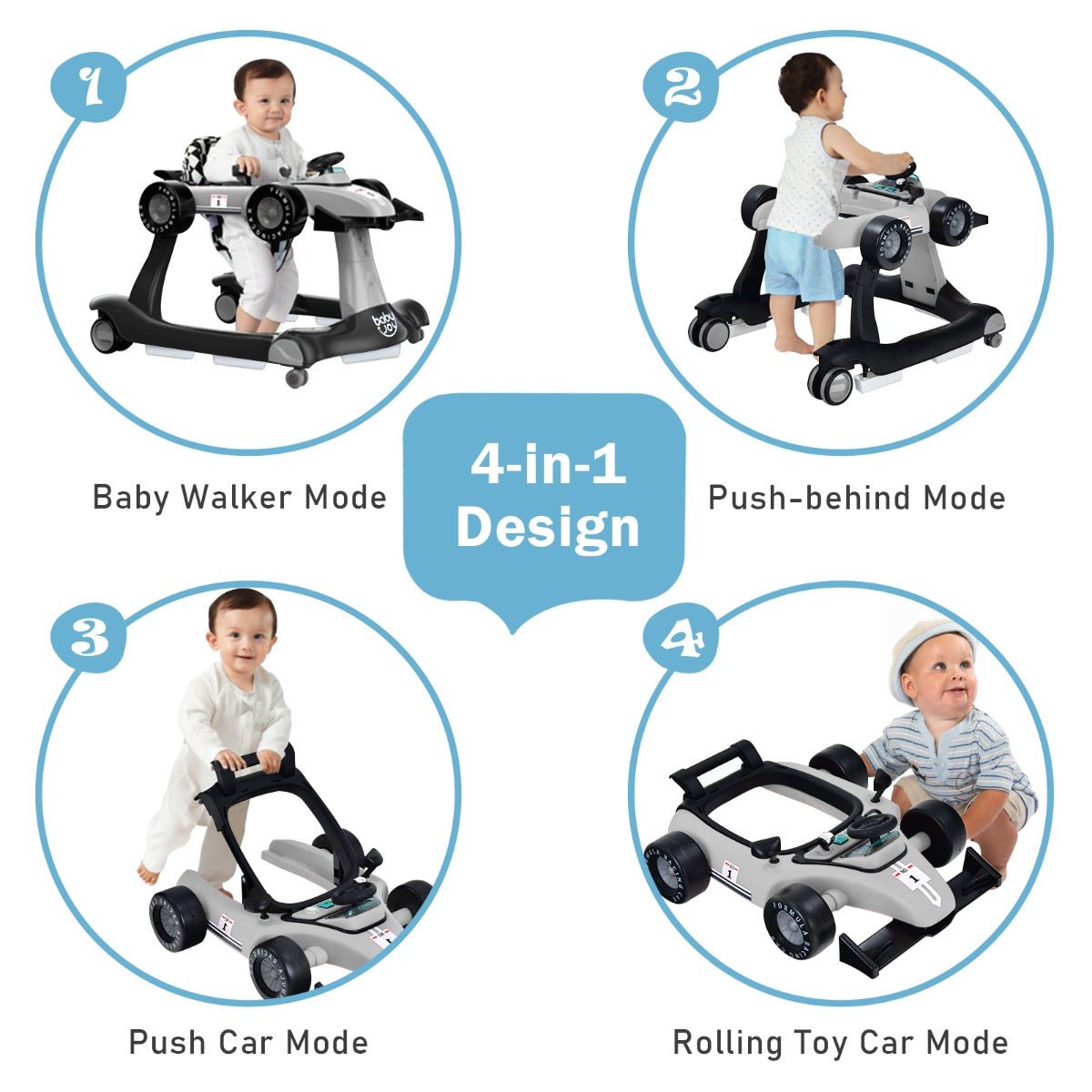 Buy the Ultimate Grey 4-in-1 Activity Car Walker for Little Ones