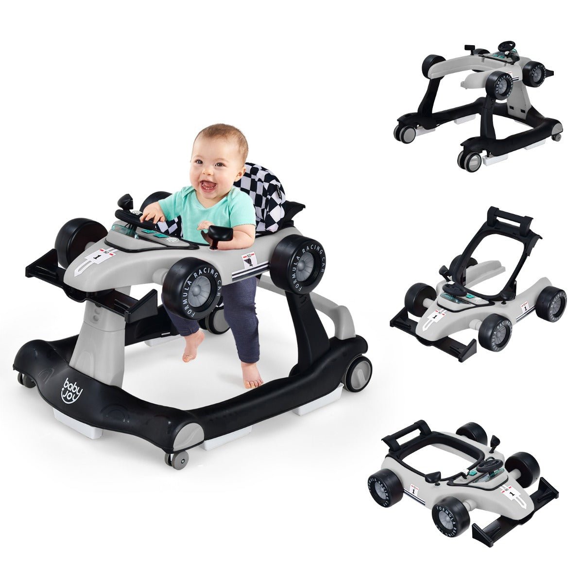 Shop Grey 4-in-1 Foldable Activity Car Walker with Adjustable Height