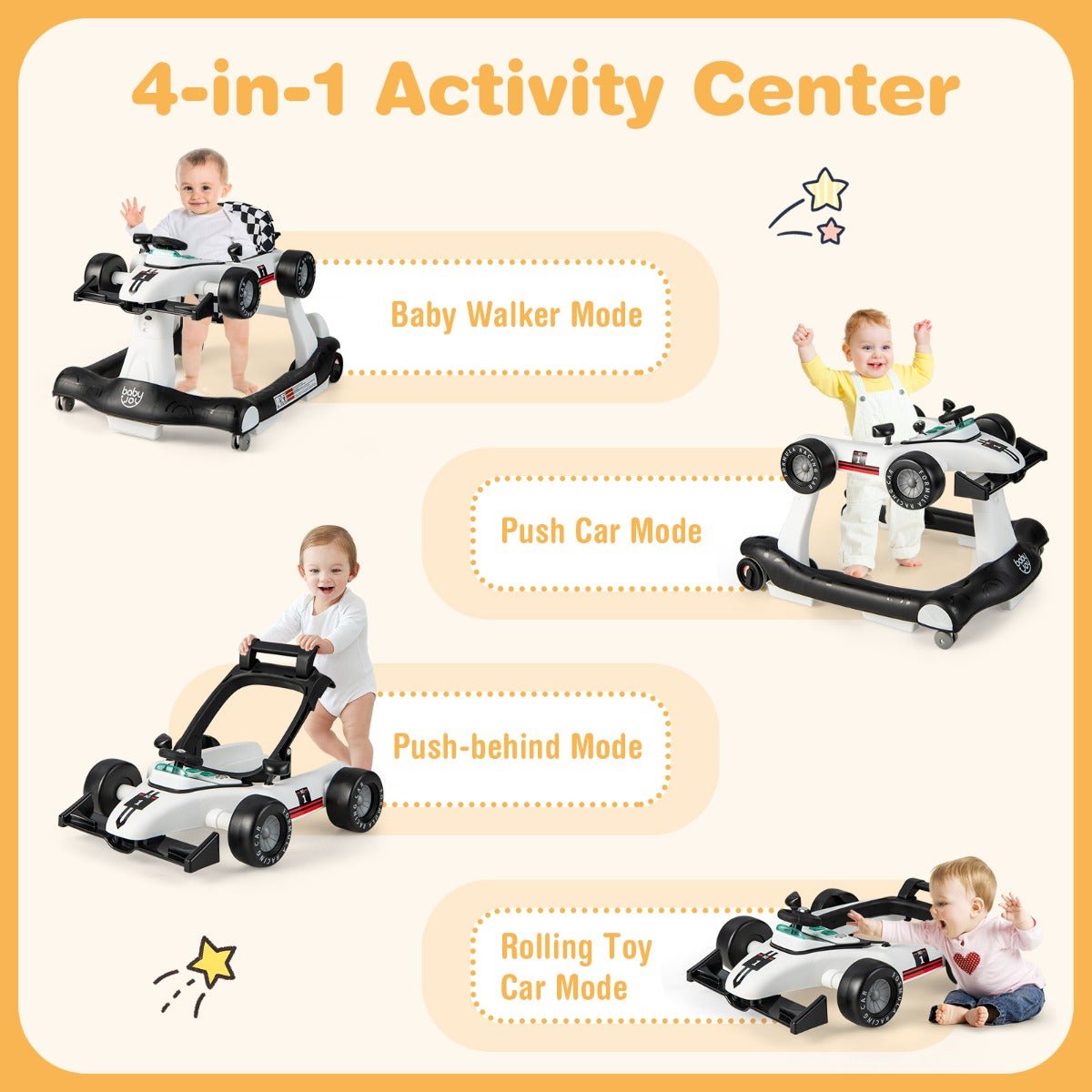 White 4-in-1 Foldable Walker: A World of Fun at Kids Mega Mart