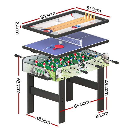 Multi-game table for kids fun | soccer, tennis, bowling, shuffleboard, foosball | perfect gift idea.