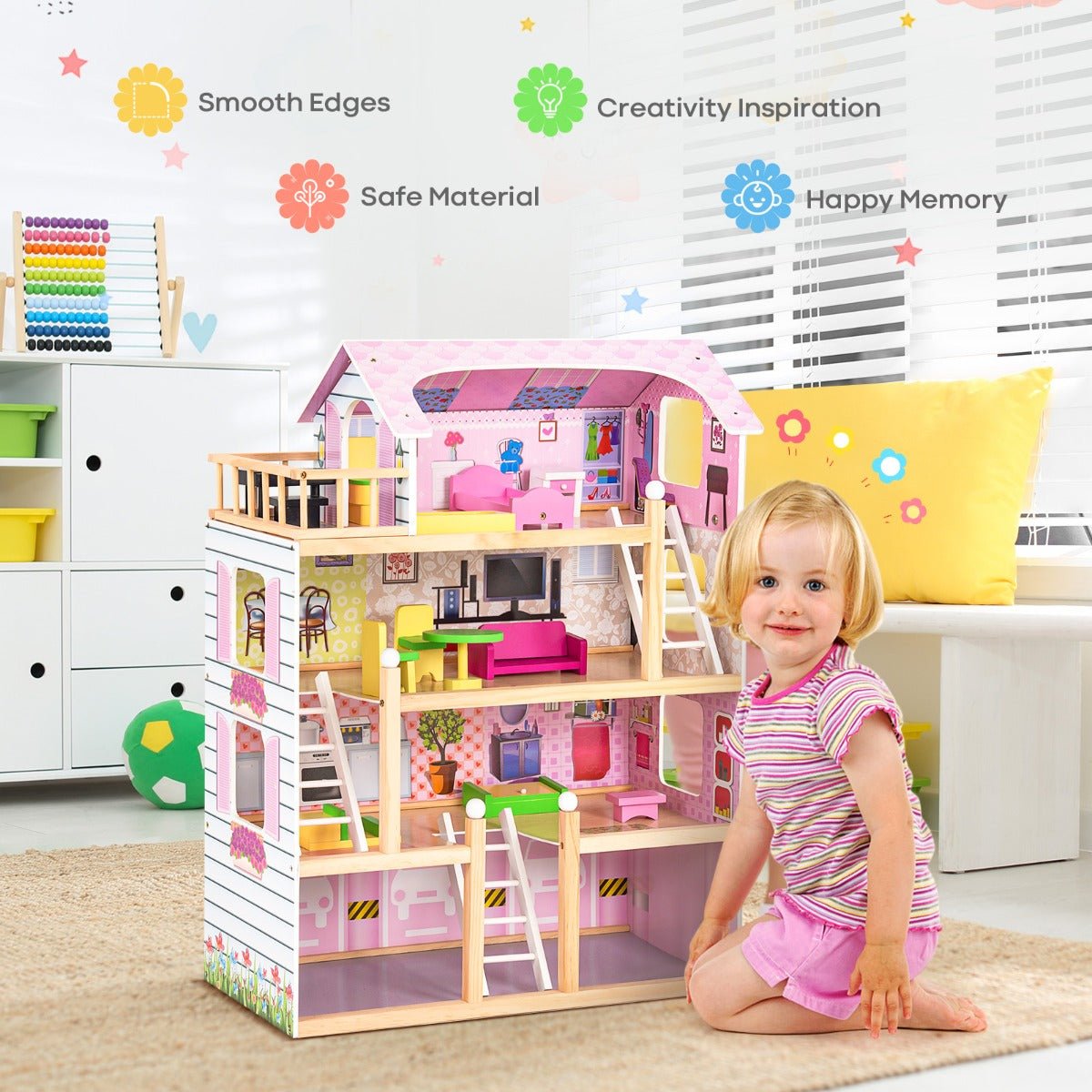 Complete 4-Storey Doll House with Accessories: Nurturing Creative Play