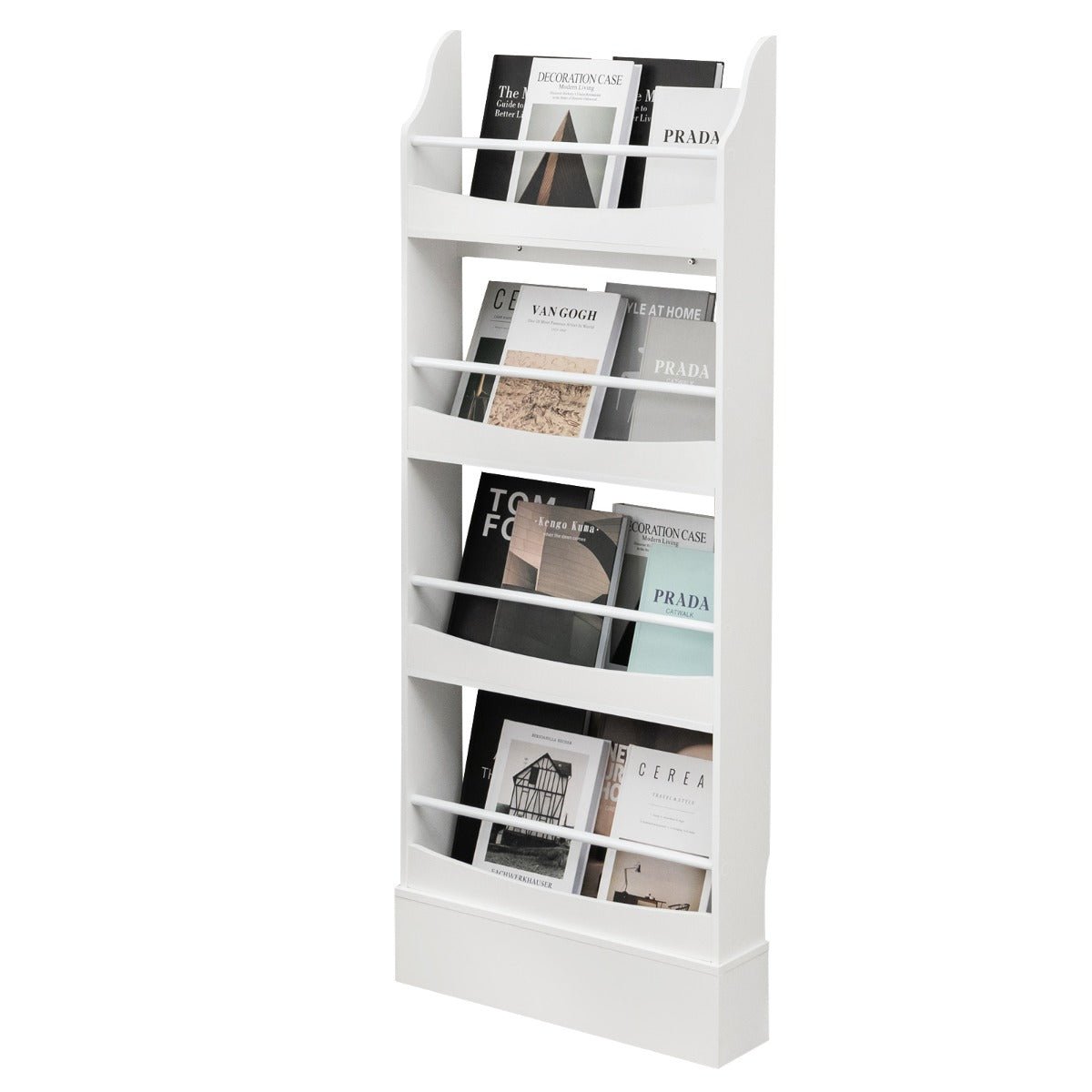 Child-Safe 4-Tier Bookcase with Anti-Tipping Kits & Guardrails