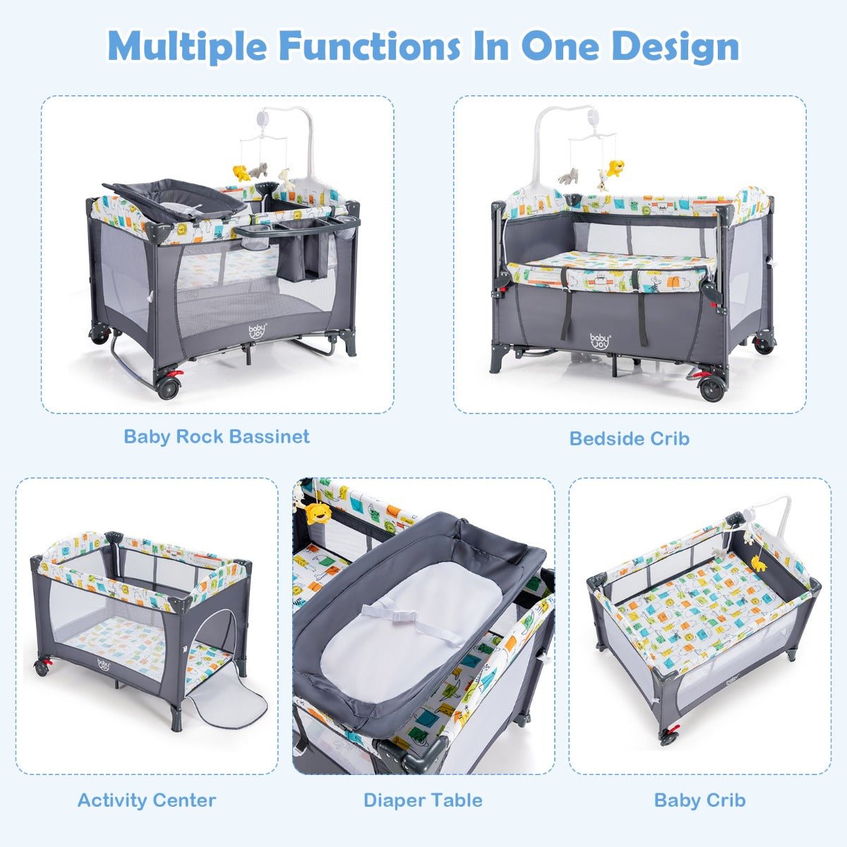 Bedside Crib with Changing Table - 5-in-1 Comfort for Cherished Moments