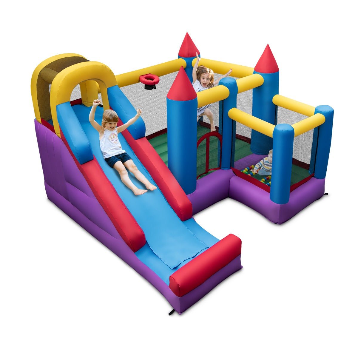 All-in-One Inflatable Play Center - Slide, Trampoline & Activities (No Air Blower)