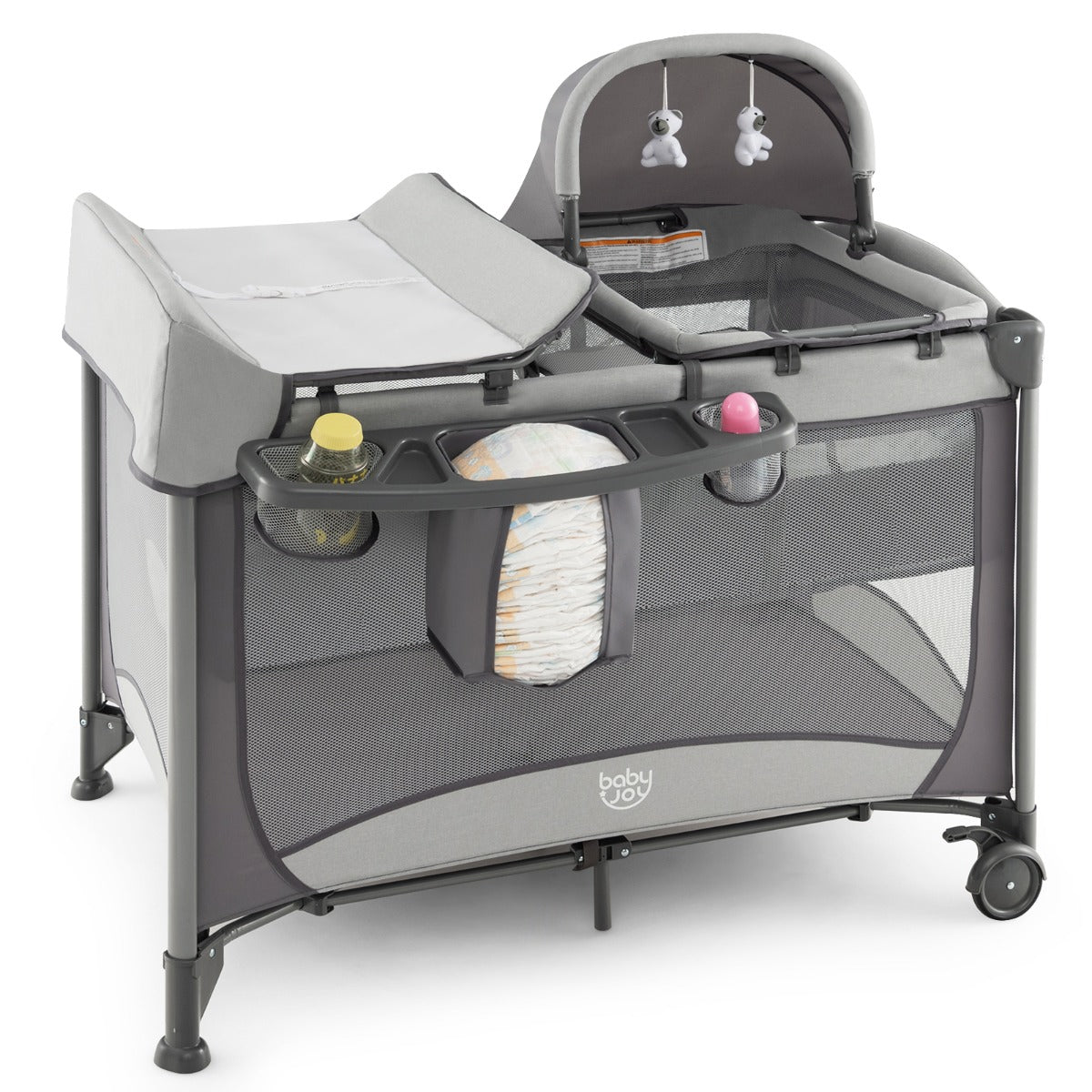 Buy 5 in 1 Portable Nursery Center with Bassinet & Changing Table Grey