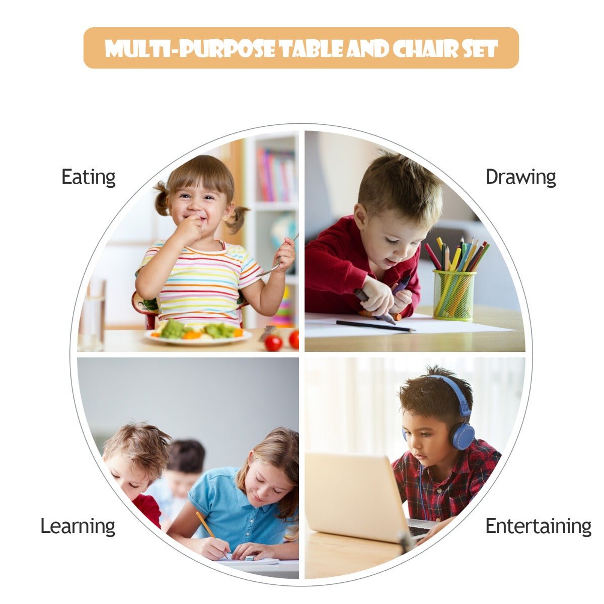 White Kids Table and 4 Chairs Set - Ignite Cognitive Growth and Play White Kids Table and 4 Chairs Set - Ignite Cognitive Growth and Play