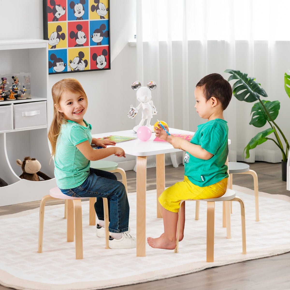 Whimsical Kids Furniture: Macaroon 5-Piece Table & Chair Set for Playful Rooms