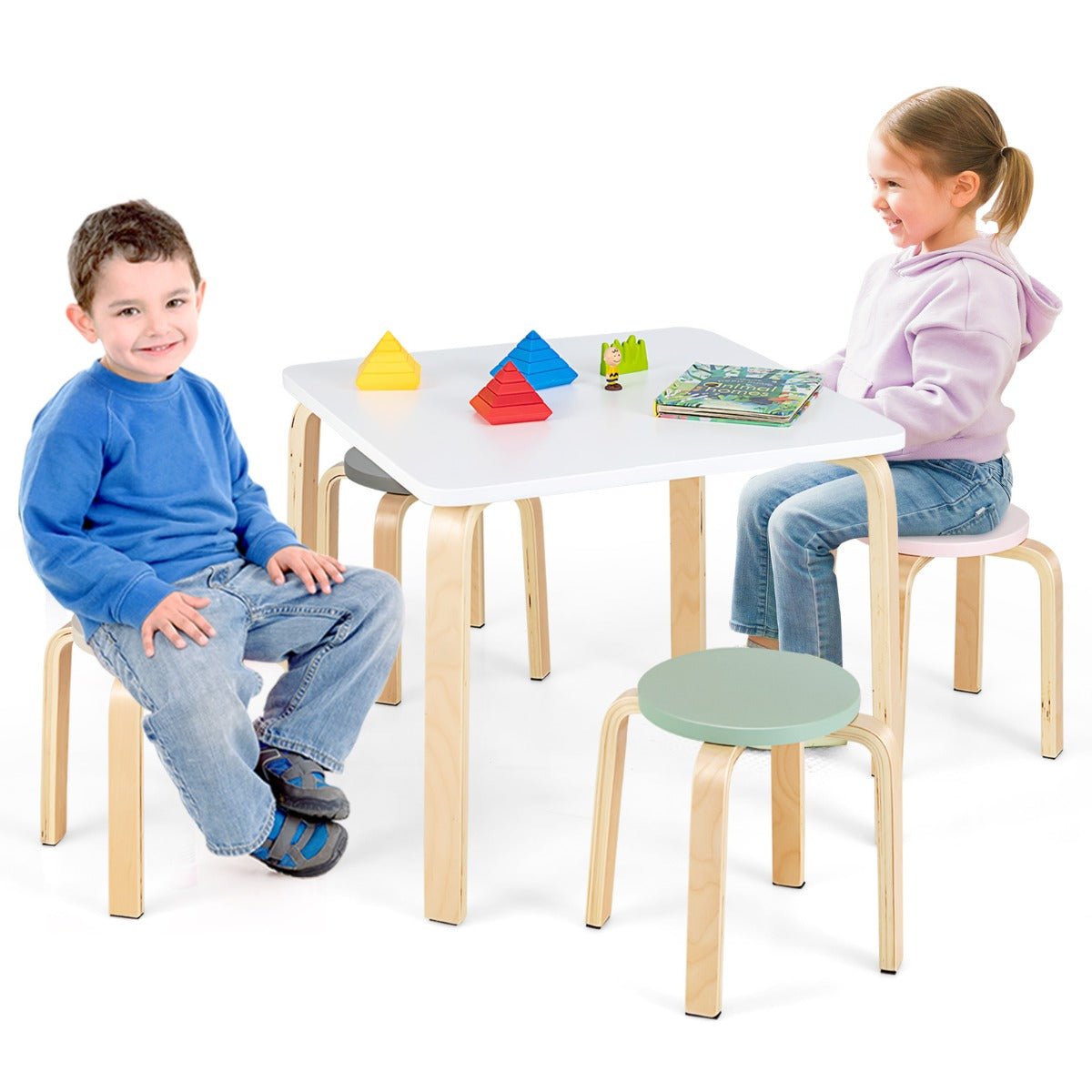 Macaroon Kids Furniture: 5-Piece Table & Chair Set for Fun and Learning