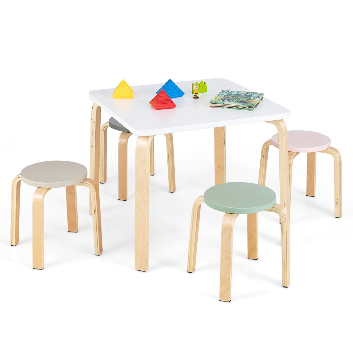 Macaroon Kids Table & Chair Set: 5-Piece Furniture Ensemble for Kids Room