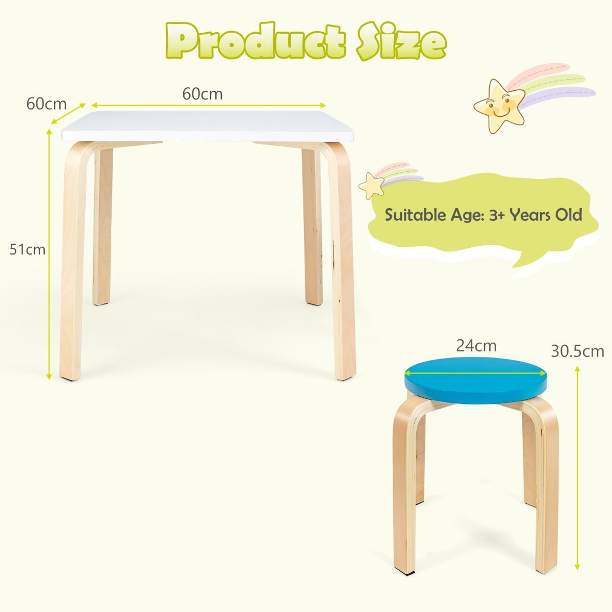 Whimsical Kids Room Set: Multicolour 5-Piece Table & Chair Ensemble